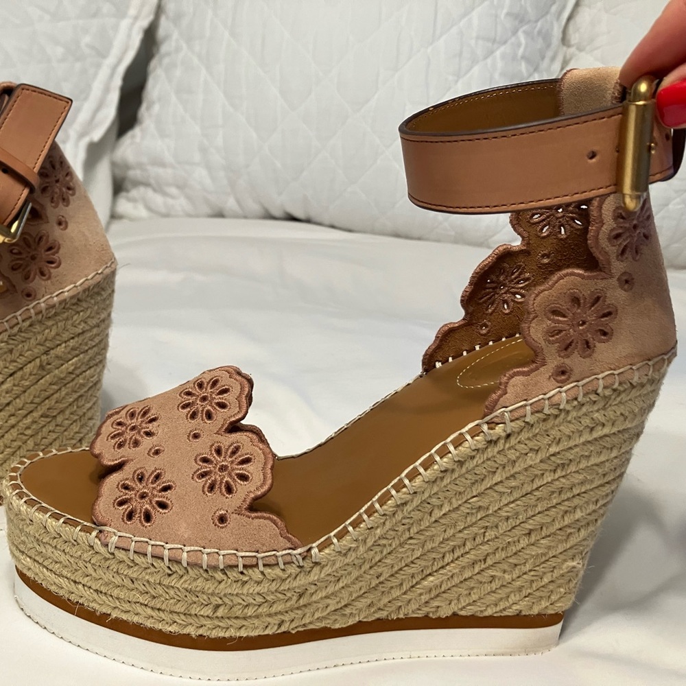 See by Chloe Glyn Espadrille Wedge Sandals Size 39